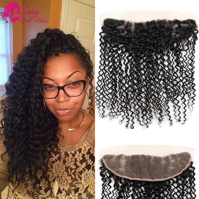 

7A Brazilian Curly Frontal Closure Ear To Ear Brazilian Kinky Curly Lace Frontal Closure Unprocessed Human Hair Frontal Closure