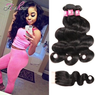 

8A Brazilian Body Hair With Closure Cheap Human Hair Bundles With Lace Closures Body Brazilian Virgin Hair With Closure