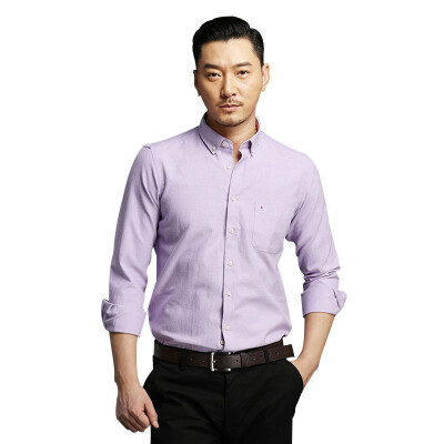 

ANGELOYANG men's business casual Oxford long-sleeved shirt NJF-X purple