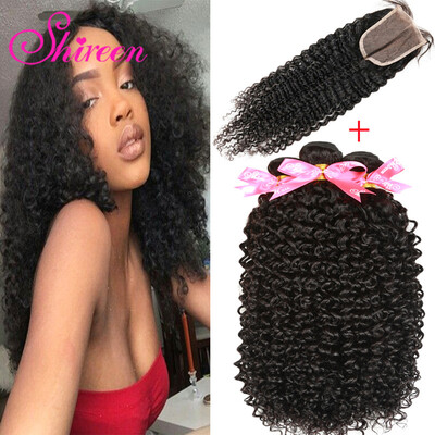 

8A Kinky Curly Virgin Hair With Closure Brazilian Virgin Hair With Closure 3 Bundles Curly Hair Tissage Bresilienne Avec Closure