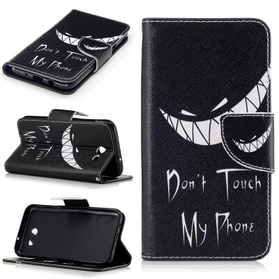 

Grin smile Design PU Leather Flip Cover Wallet Card Holder Case for Samsung Galaxy J3 2017