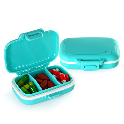 

100 million high EKOA mini kit portable small sub-box medicine box sealed storage box jewelry box two installed lake water blue