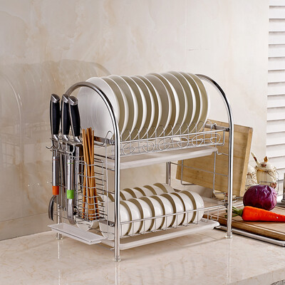 

Thousands of thousands of QEQX SUS304 stainless steel dish rack bowl rack drain rack kitchen racks storage rack two-story 2147-2A