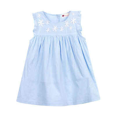

Cute girl dress dress baby skirt embroidery vest skirt children skirt light blue A132A66