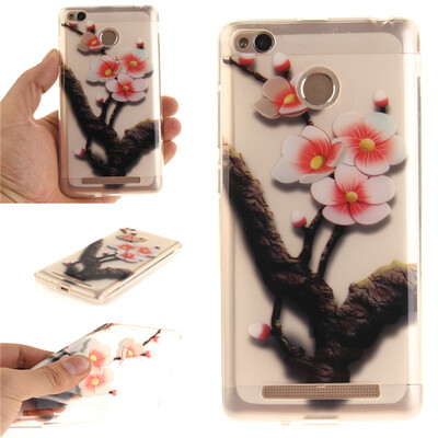 

Four plum blossoms Pattern Soft Thin TPU Rubber Silicone Gel Case Cover for XiaoMi Redmi 3sRedmi 3XRedmi 3S Prime