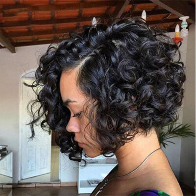 

Short Bob Wavy Lace Front Human Hair Wigs For Black Women 100% Brazilian Full Lace Wig with Baby Hair