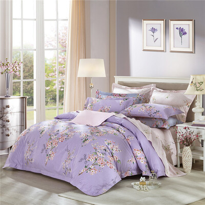 

LUOLAI LOLI Home Textiles 205 Yarn Cotton Four-piece Cotton Bed Set Bedding Bedding Quilt WA5022-4 Poetic Flower Italy 220 250 Purple