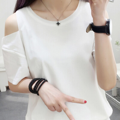 

VIVAHEART Korean short-sleeved strapless T-shirt female loose jacket female wild primer VWTD173237 white