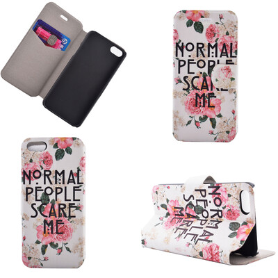 

Rose Flower Design PU Leather Flip Cover Wallet Card Holder Case for iPhone 5SSE