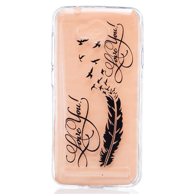 

LOVE Feathers Pattern Soft Thin TPU Rubber Silicone Gel Case Cover for HUAWEI Y3 II
