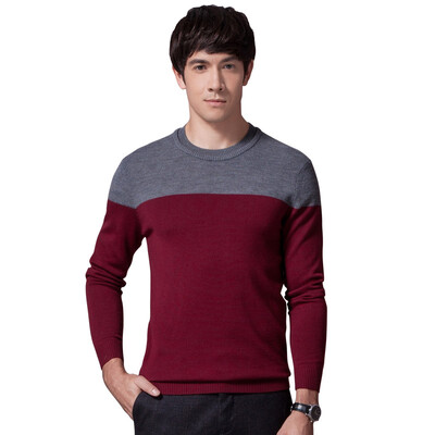 

Qipai SEVEN sweater male round neck casual sweater 111Y60040 18 wine red 170