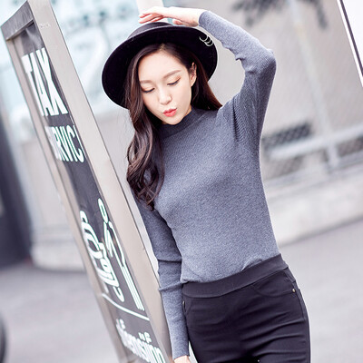 

Antarctic (Nanjiren) Sweater Slim Shirt Teenado Multicolor Sweater Shirt Shirt High Collar Gray