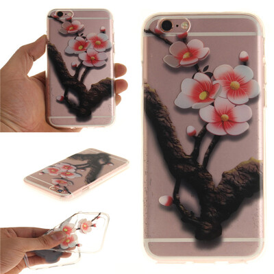 

Four plum blossoms Pattern Soft Thin TPU Rubber Silicone Gel Case Cover for IPHONE 66S