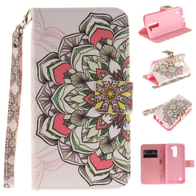 

Multilateral flowers Design PU Leather Flip Cover Wallet Card Holder Case for LG K7