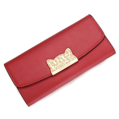 

Montessori (MONTAGUT) long wallet female leather half fold folding multi-card Korean version of the cat cat cute cartoon wallet R5322069241 light gold