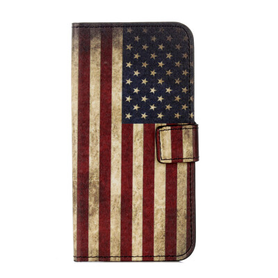 

US Flag Design PU Leather Flip Cover Wallet Card Holder Case for Samsung J2 Prime