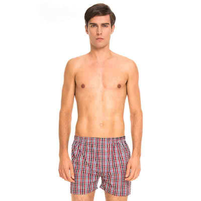 

Three guns men&39s cotton Arrow pants cotton yarn-dyed home casual men&39s shorts red&blue grid L