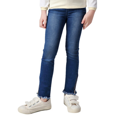 

Hsueh Chung Girls Trousers Side Zip Slim Jeans Large Children Spring&Autumn Denim Casual Pants Pants E055B 13056