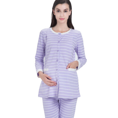 

Love paternity suits clothes maternity pajamas pajamas maternity maternity dresses stripes stripes side open M304 purple M