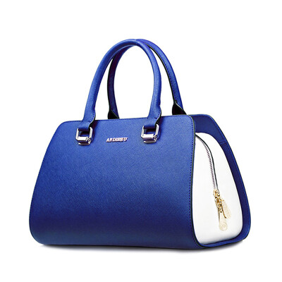 

Elderly Kangaroo APDISHU cowhide stereotyped handbag hit color female bag killer bag AP6107-1 dark blue