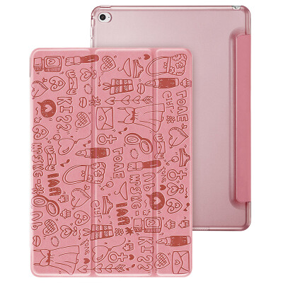 

(ESR) Apple iPad Air2 / 6 protective cover / shell light drop three fold stent sleeping leather kits Q series peach heart purple princess