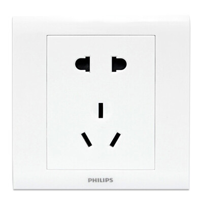 

Philips (PHILIPS) switch socket panel five-hole socket 10A two three plug power wall socket 86 type P3 ivory white