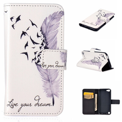 

Plumes Design PU Leather Flip Cover Wallet Card Holder Case for iPad Touch 56