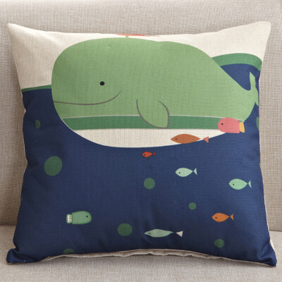 

Jiuzhou deer home textile cartoon linen style pillow sofa cushions office pillow bedside back car car waist cushions waist pillow core whale baby 45x45cm