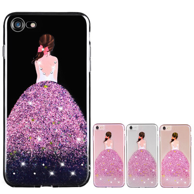 

Pizza Apple iphone7 mobile phone shell Apple 7 phone shell sets of anti-drop ip7 diamond with lanyard hole silicone women&39s dress pink
