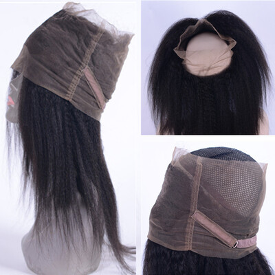 

Italian Yaki 360 Lace Frontal for Black Women Peruvian Virgin Hair Natural Color 360 Lace Frontal Bleached Knots