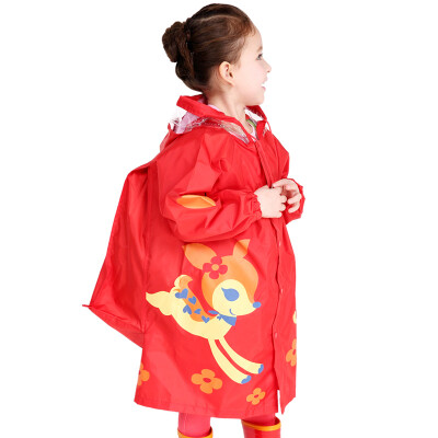 

Hugmii children raincoat windbreak pants boys and girls cute cartoon with book bunting pupils red deer m