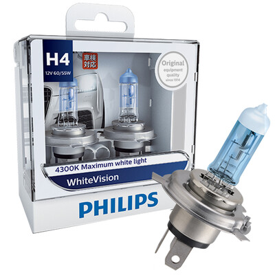 

Philips WhiteVision One Pair Of Car Halogen Headlight 4300K H1 H4 H7 H11 H3 HB3 HB4 12V 55W Whitelight Brighten 60 Headlights