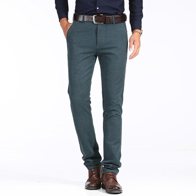 

Wealthy bird FUGUINIAO men's fashion casual pants men's sanding business straight trousers Slim trousers 16042FG906 hole blue 32