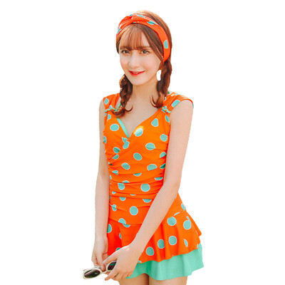 

QIHAI 6120-2 Cute Dot One-piece Skirt Chiffon Sweatshirt Women&39s Chest Chiffon Sweat Shirt