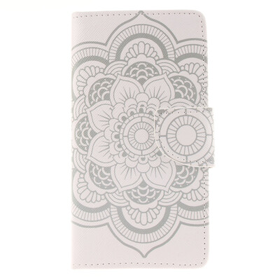 

White flowers Design PU Leather Flip Cover Wallet Card Holder Case for Sony Xperia M4