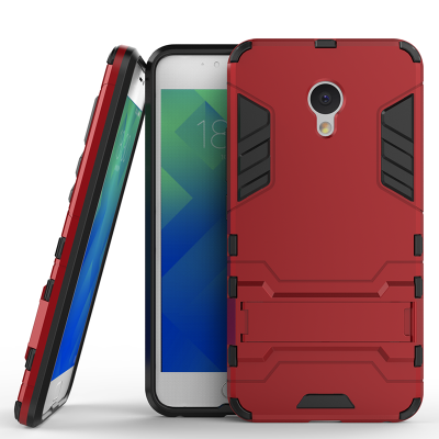 

Red Slim Robot Armor Kickstand Shockproof Hard Rugged Rubber Back Case For MEIZU M5