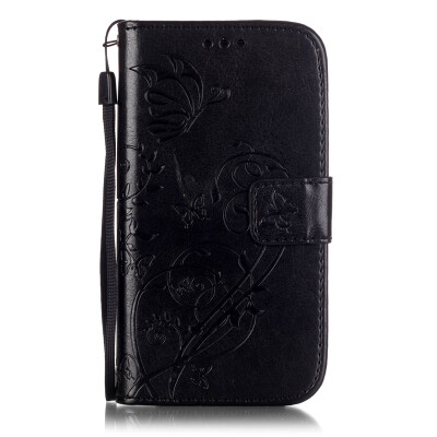 

Black Flower Design PU Leather Flip Cover Wallet Card Holder Case for SAMSUNG S3