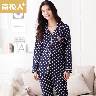 

Antarctic Pajamas Women&39s Autumn Cotton Cute Dot Cardigan Lapel Casual Long Sleeve Home Service T-JY4244 Blue  Code