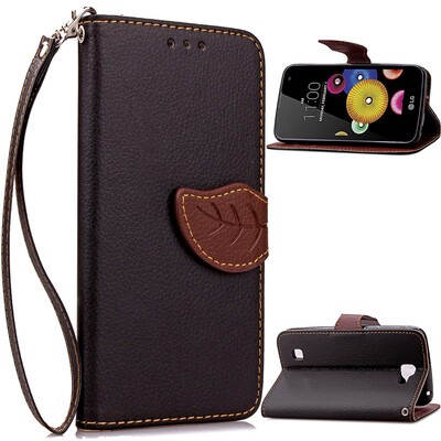 

Black Design PU Leather Flip Cover Wallet Card Holder Case for LG K4