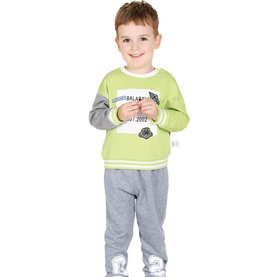 

Barbara (BALABALA) boy young child baby children hit color long-sleeved pants two-piece set 28041171104 shell card 90
