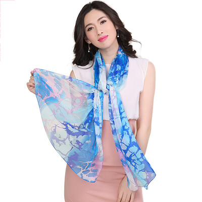 

STORY Of SHANGHAI silk scarf female autumn&winter silk silk scarf shawl shadows mottled blue