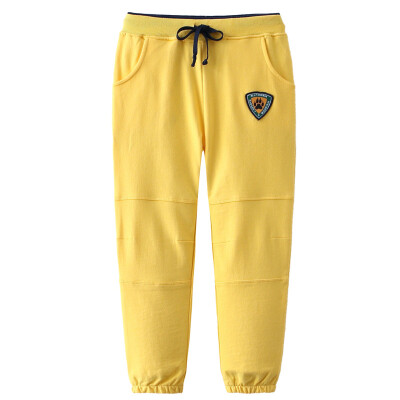 

(KIDS MAM & DAD) children's casual pants boys and girls sports pants big children children stitching pants 60240 yellow 140