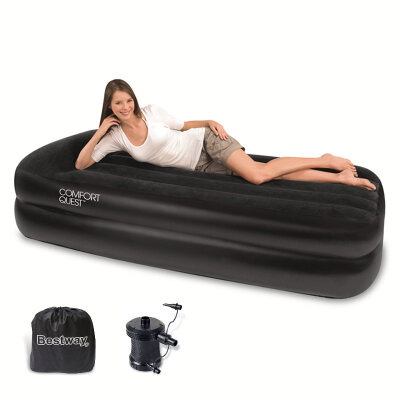 

Budweiser eco-friendly elegant black built-in pillow double-layer thick single inflatable bed air cushion bed inflatable mattress lunch break bed bed including electric inflatable pump 67381