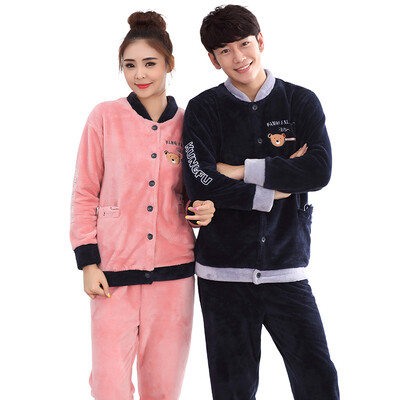 

Palladium Pajamas Home Service Men Women Autumn and winter thick coral cashmere pajamas cartoon long sleeves coral cashmere home suit 801 male - possession of green L / 170