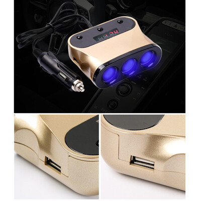 

New Digital 3-Socket Cigarette Lighter Power Adapter DC Outlet Splitter with Smart 2-Port 3.1A USB Car Charger
