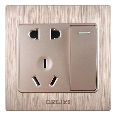

Delixi DELIXI switch socket panel a five-hole socket with double control switch drawing purple series