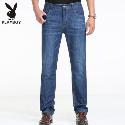 

Playboy (PLAYBOY) натяжные промывают джинсы прямого мужские случайные брюки PL158 Deep Blue 31