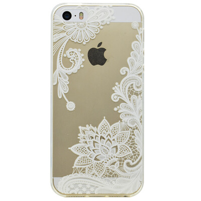 

Lace flowers Pattern Soft Thin TPU Rubber Silicone Gel Case Cover for IPHONE 55S5SE