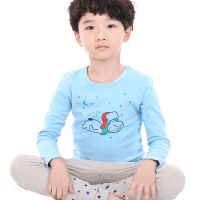 

Yu Zhaolin YUZHAOLINE Kids Underwear Set Combo Hot Cotton Thick Piece Autumn Pendants Qiuku M220350 Water Blue 90 yards