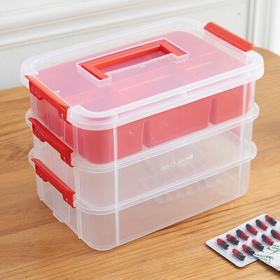 

[Jingdong Supermarket] space room emergency medicine box large double multi-grid mention the family health plastic storage box white 10L 1 only installed